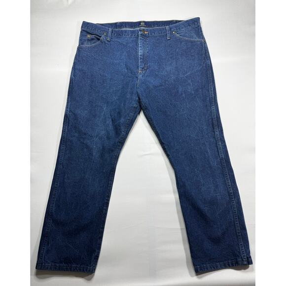 Wrangler 47MWZ Men's Regular Fit Straight Leg Western Blue Jeans - Size 42x30 - Picture 1 of 5